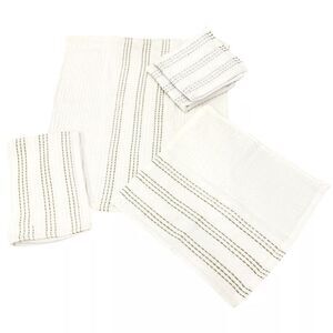 Sultan's Linens 5 PC Kitchen Towel, Dishcloth & Scrubber Set in White & Brown